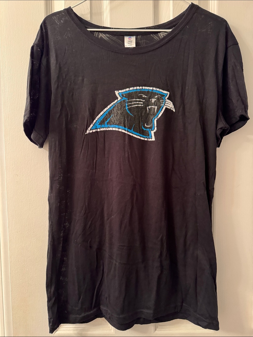 Carolina Panthers Women's Black Short-Sleeve Tee with Team Logo